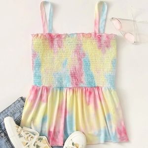 SHEIN Plus Tie Dye Shirred Cami Top